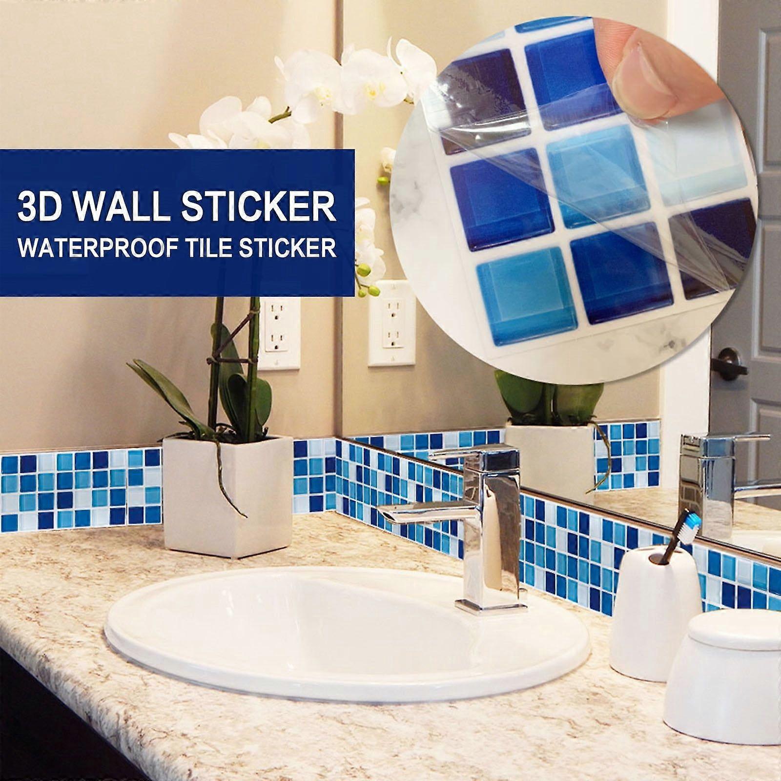Wall Decor 3D 1Set 15Pc Tile  Self-Adhesive Wall Crystal Sticker Sticker Tile