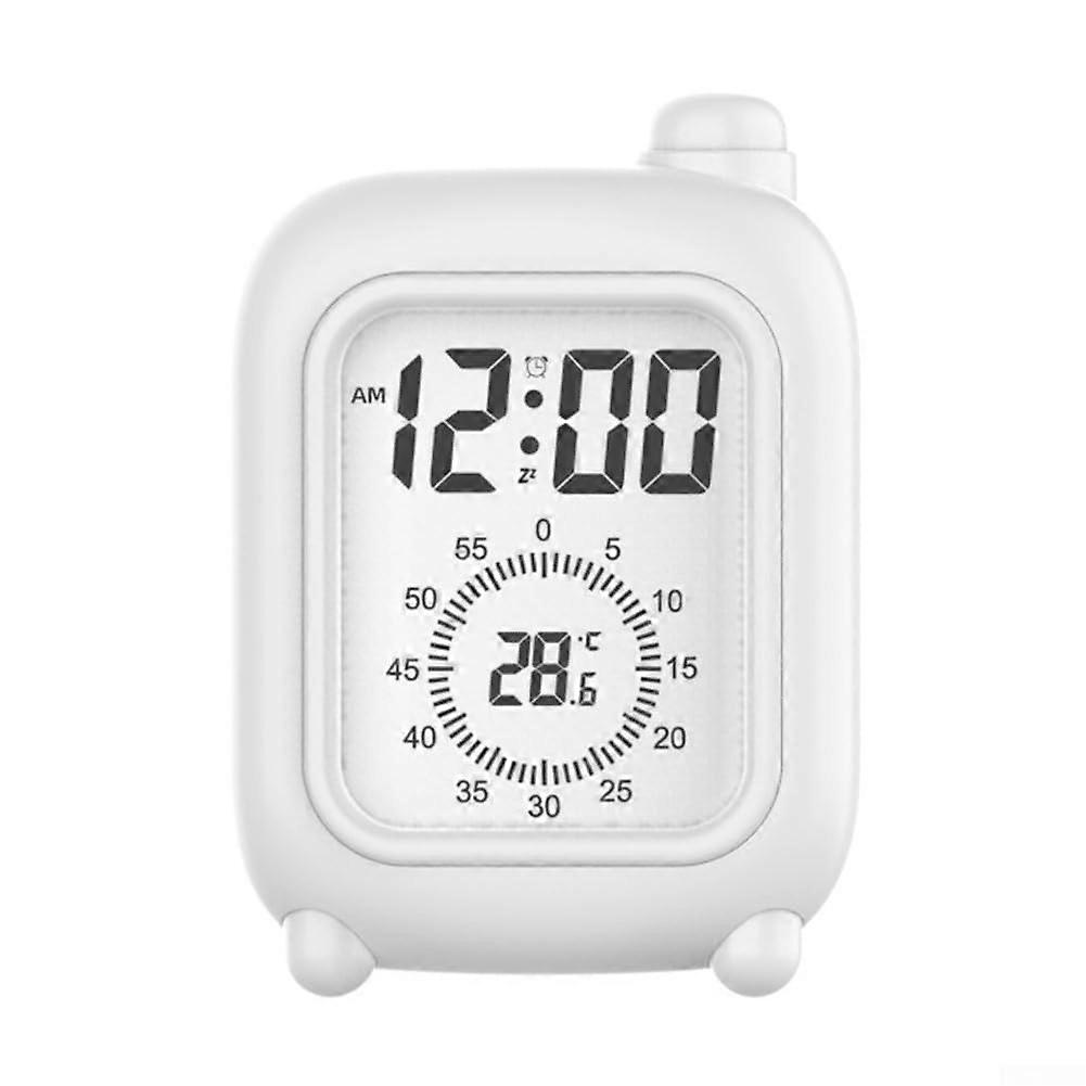 Kids Timer with Visual Countdown Display, Silent Study Alarm Clock, Temperature and Multiple Alarms, White