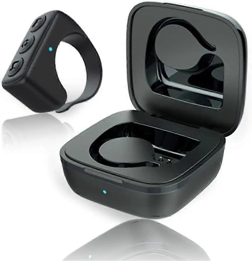 Bluetooth Remote Control Ring for TikTok and Kindle, Wireless Scrolling and Camera Trigger  Black