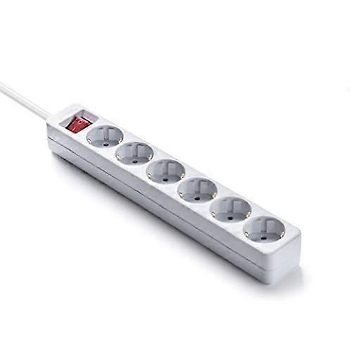 6 Way Power Strip with Switch, 1.5m Cable White and Grey Extension Lead for MultiDevice Use