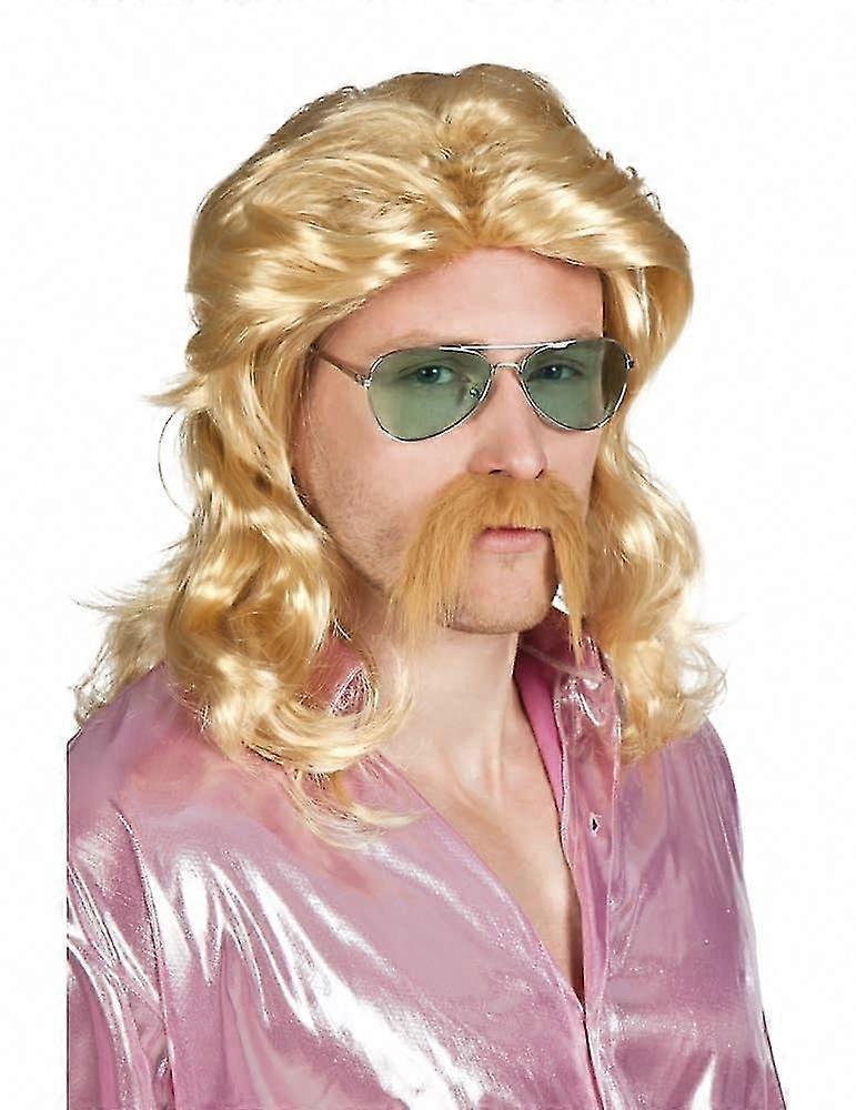 Blonde Wig and Mustache for Men