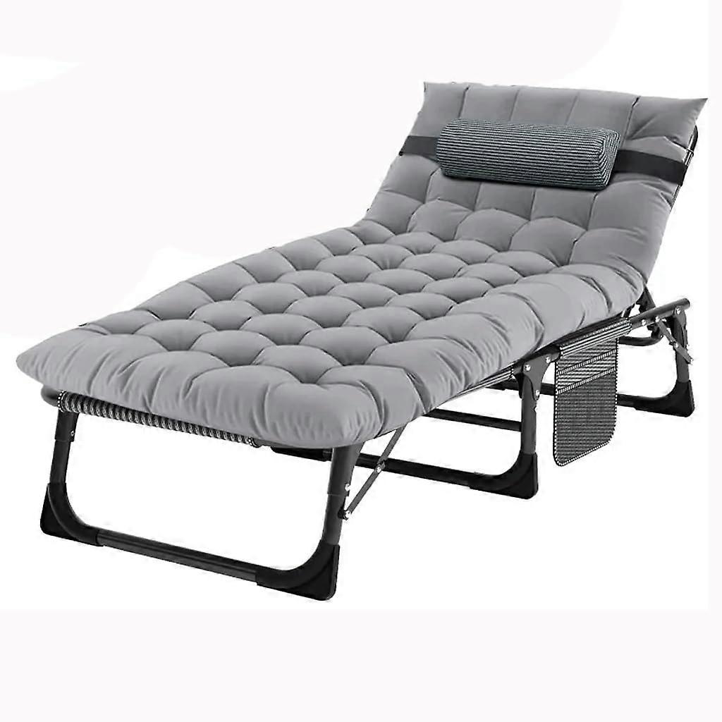 Camping Cot with Mattress, Adjustable Folding Bed for Outdoor and Indoor Use, Grey