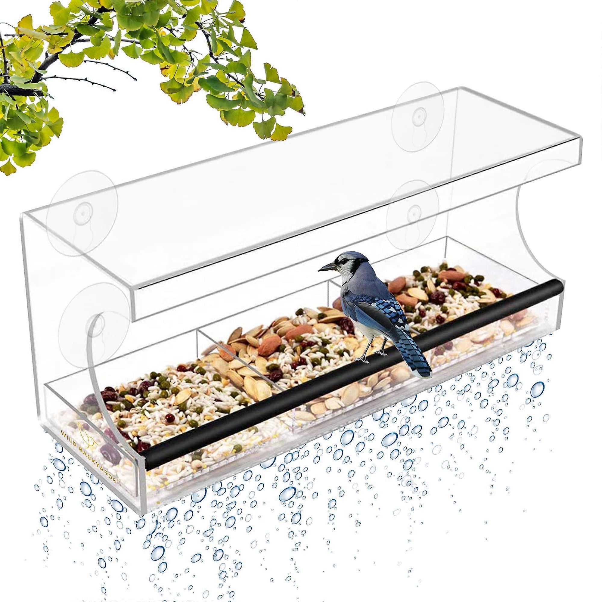 Window Bird Feeder with ThreeSection Trays and Four Suction Cups for CloseUp Viewing