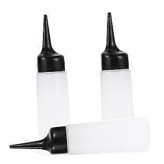 3pcs Clear Plastic Hair Dye Applicator Bottle Set, Refillable Squeeze Bottles for Salon Coloring