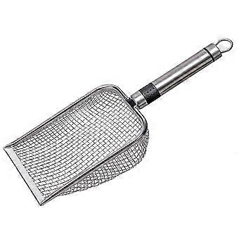 Stainless Steel Cat Litter Scoop with Ergonomic Metal Handle and NonStick Poop Sifter Hook