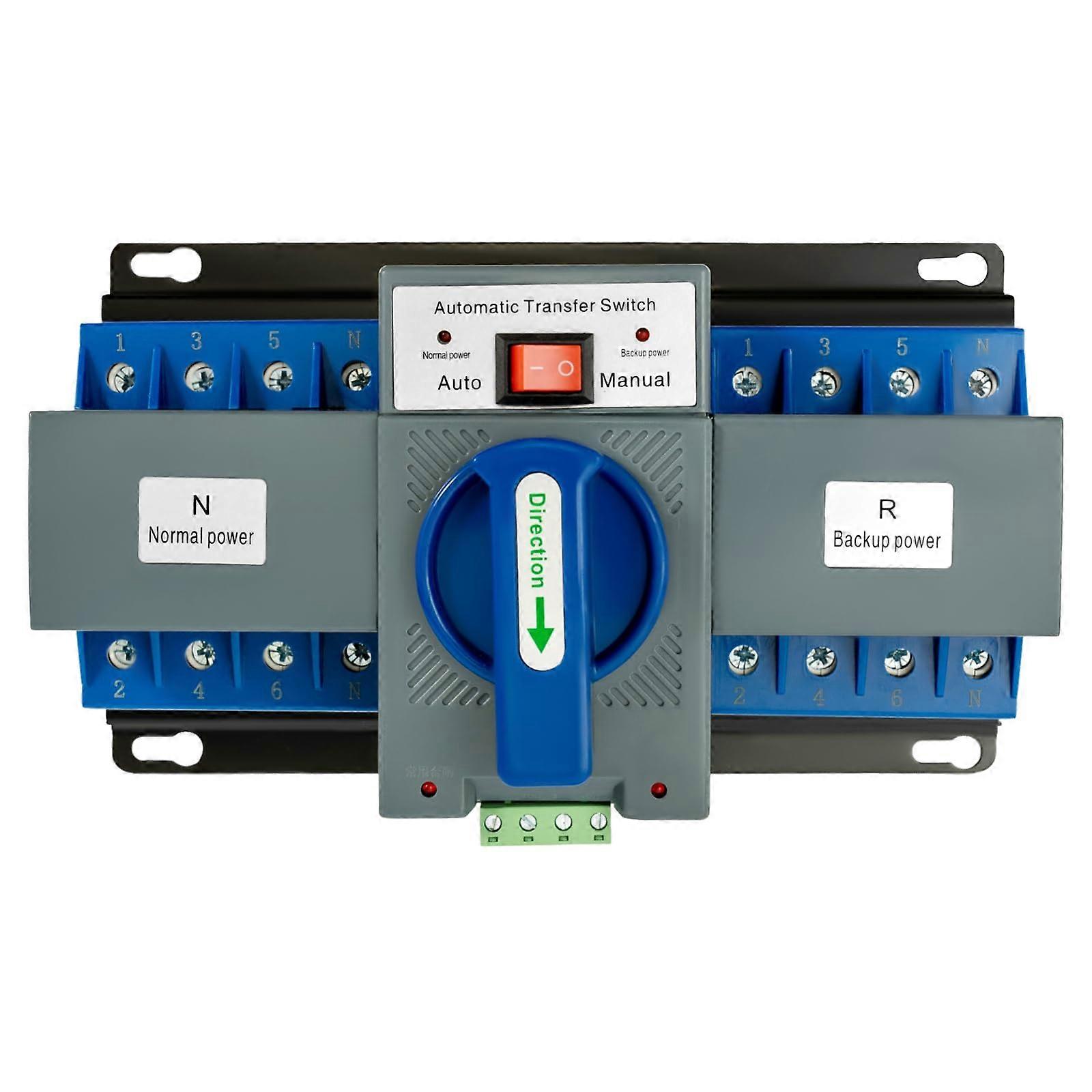 Automatic Transfer Switch 4 Pole 63A Dual Power Generator Changeover 110V for Home Backup