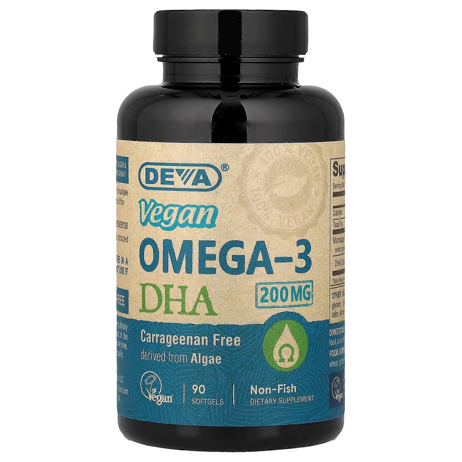 Deva, Vegan Omega-3 DHA, 200 mg, 90 Softgels