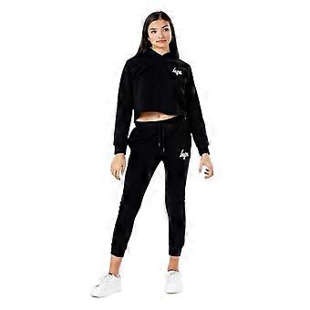 Hype Damen-/Frauen-Set aus kurzem Hoodie und Jogginghose mit Schriftzug