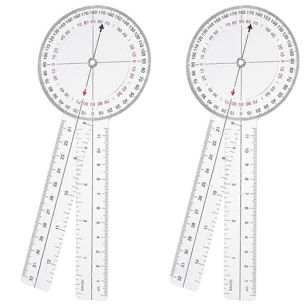 2Pcs Angle Ruler Goniometer Ruler Transparent Angle Ruler Measuring Portable Goniometer Ruler