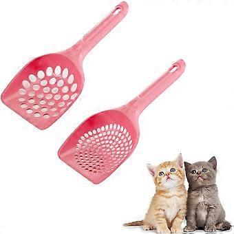 2-Piece Cat Litter Scoops, Plastic Cat Scoops, Durable Plastic Cat Litter Scoop, Pink, for Pets
