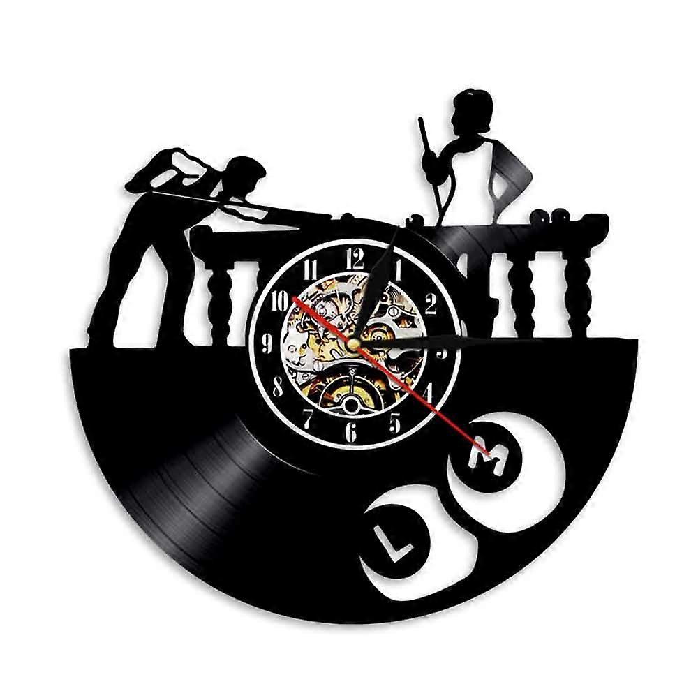 Retro Vinyl Record Wall Clock | Creative Pool Table Design | Silent & Non-Tickin