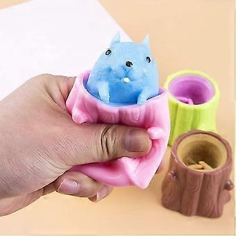 2 stuks kopje kinderspeelgoed decompressie boomstronken rubberen fidget speelgoed eekhoorn speelgoed stressverlichting voor kinderen en volwassenen leeftijd 3 + cadeau volwassen decompressie
