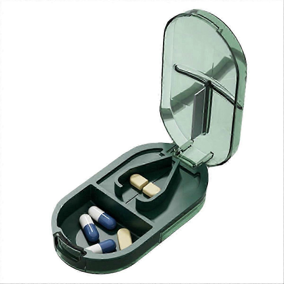 Portable Pill Cutter & Storage Box with Divider