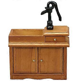 Miniature Wooden Bathroom Sink Simulation Washbasin compatible with Miniature Bathroom Table