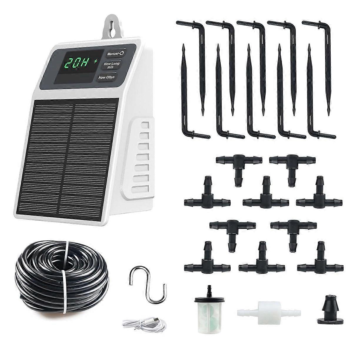 Solar Automatic Drip Irrigation Kit, Timer Watering System for Gardens