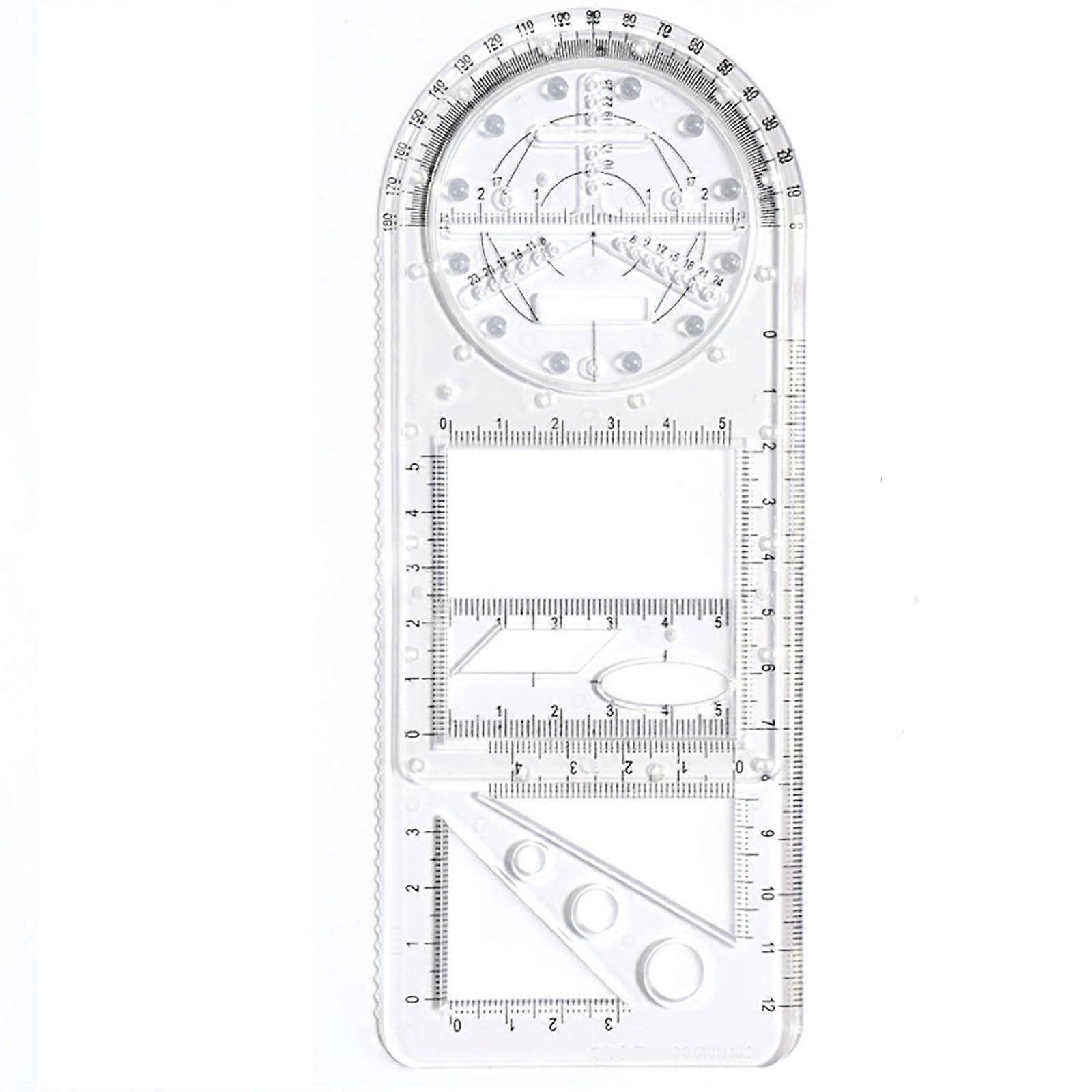 Multifunctional Rotatable Math Ruler Drawing Template for Students