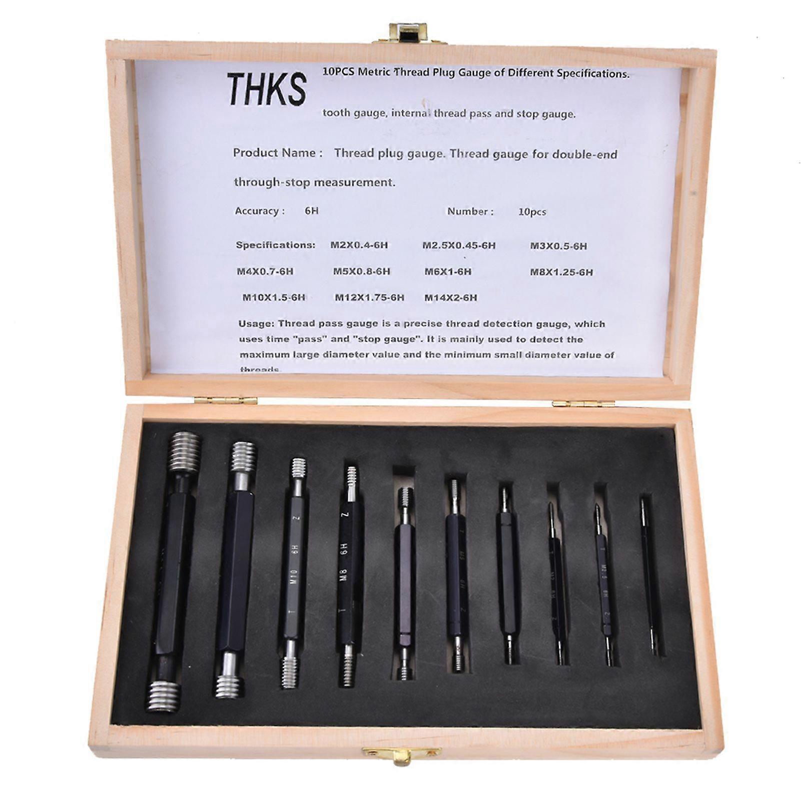 10Pcs Thread Plug GageHigh Accuracy Double End Through stop Measurement Hand Tool(Type A)