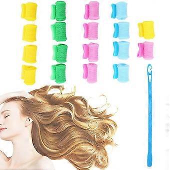 Heatless Hair Curlers Set, 20 Pcs Spiral Curling Rods for Long Hair Gentle DIY NoHeat Styling Kit