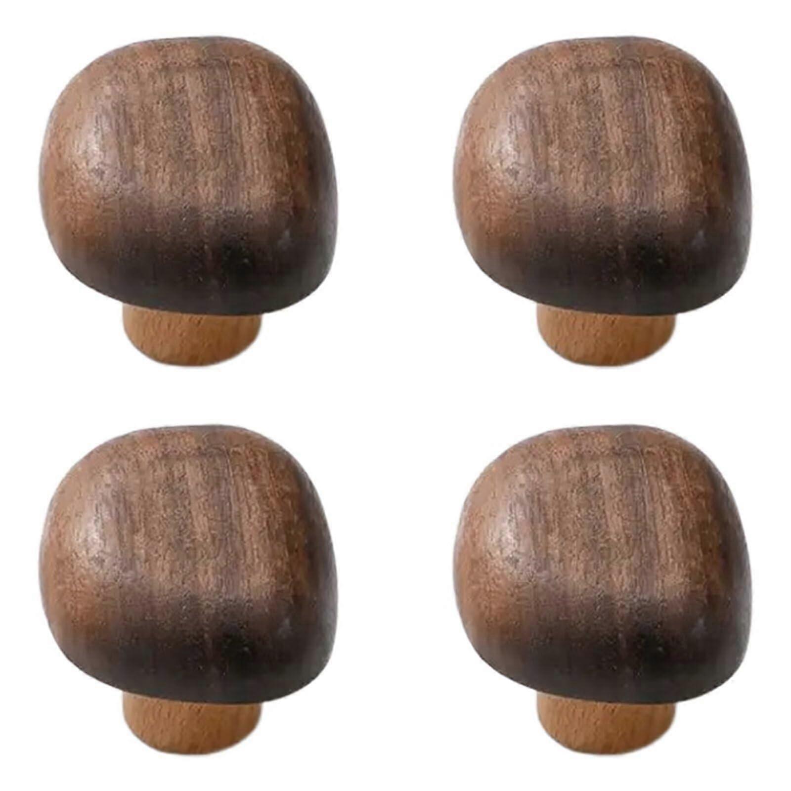 Solid Wood Cabinet Knobs Set of 4, Natural Finish Drawer Pulls with ChildSafe Rounded Edges