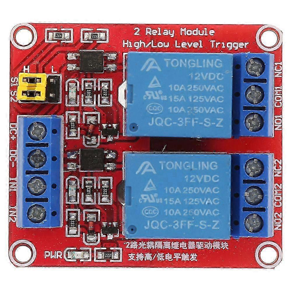 2 Channel Relay Module with Optocoupler Isolation High&Low Level Trigger Module(12V)