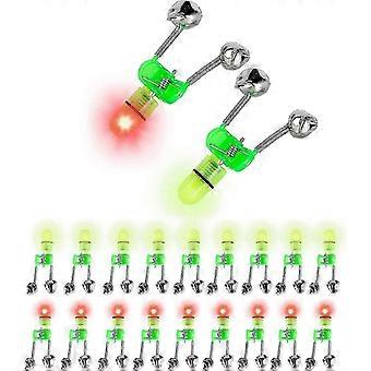 natt fiskestang bite alarm lys med dobbel bell ring fiskestang bite alarm lys (grønn) (10pcs)