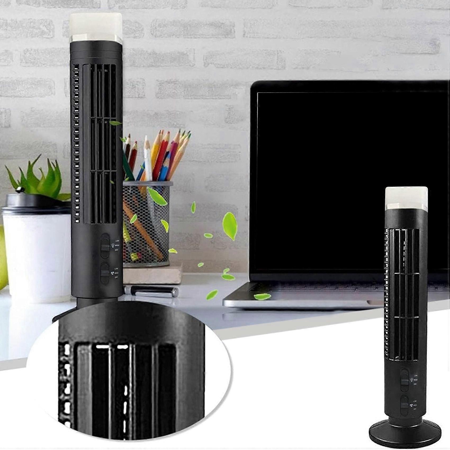 2X Portable Air Fan,Streamlined Tower Fan with LED,Powerful Wind,Space-Saving, USB Interface Black