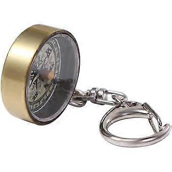 Gouden vintage kompas van zinklegering met ketting, sleutelhanger voor kampeernavigatie, kompas sleutelring