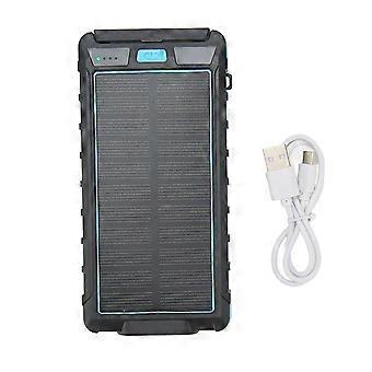Tragbares Solar-Handy-Ladegerät 20000mAh Solar-Powerbank mit Kompass und LED-Taschenlampe für den Außenbereich Schwarz Blau