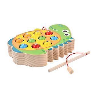 Magnetic Fishing Game, Preschool Educational Toy, Wood Marine Life Cartoon, Frog Kitten Dinosaur Fishing, Parent-child Play, Develop Fine Motor Skills