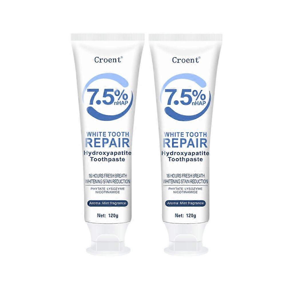 7.5% Hydroxyapatite Toothpaste 2 Pack, Fluoride-Free Nano Hydroxyapatite Toothpa