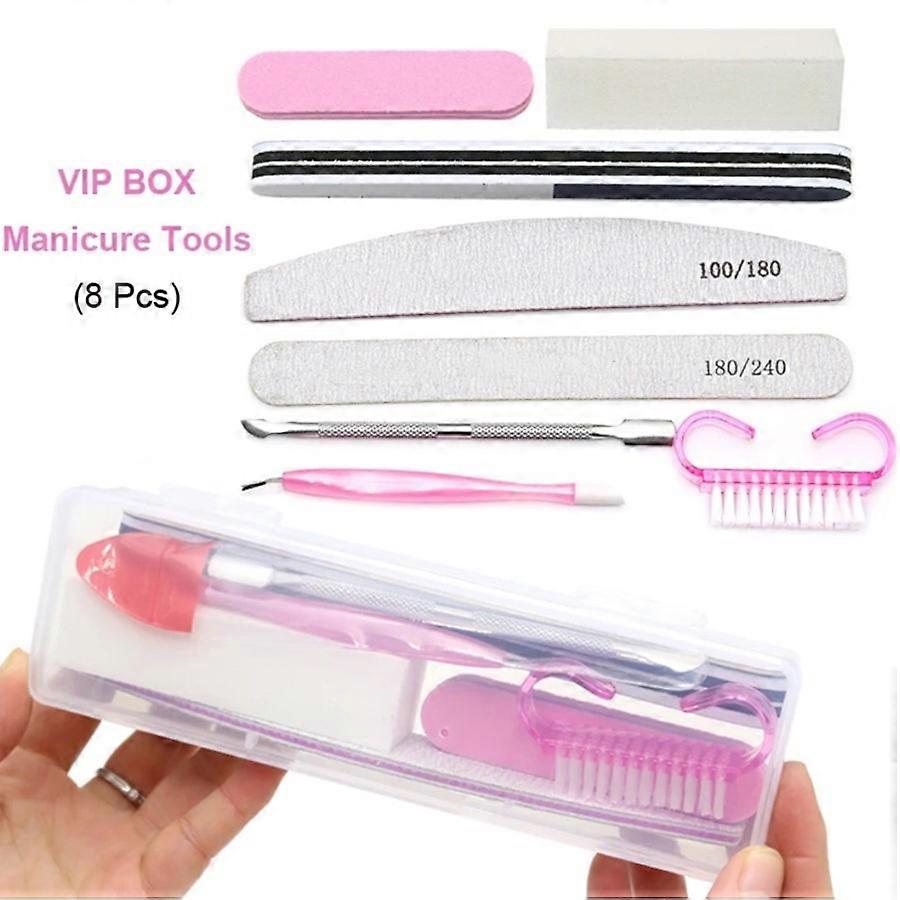 8pcs Nail File Buffer Block Manicure Tool Set with Storage Box