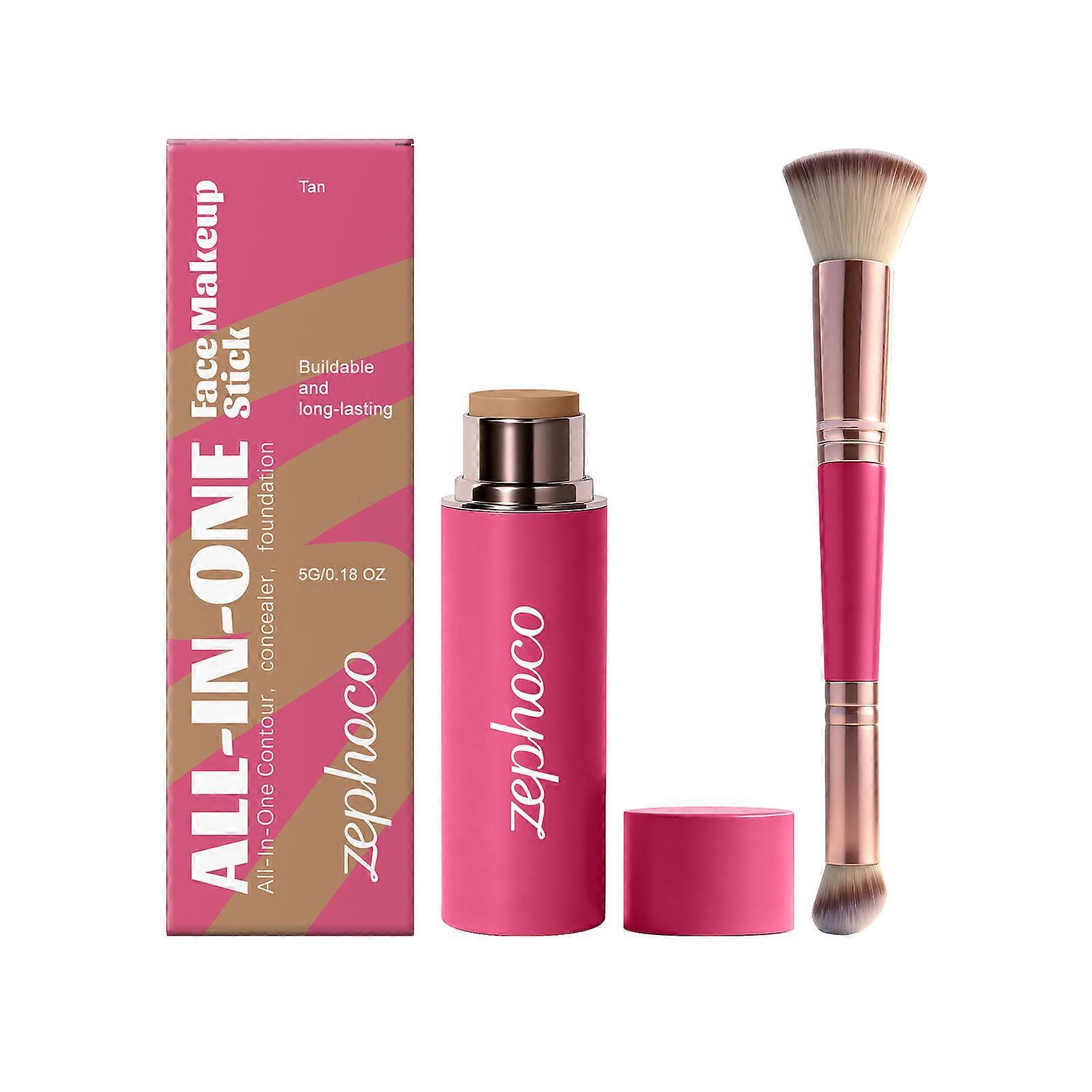 2pcs Multifunctional Makeup Stick Set, Wheat Color