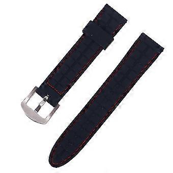 20mm Silicone Watch Band, Breathable Waterproof Replacement Wristband for Fitness Swimming Diving Climbing, Black, 1 Piece