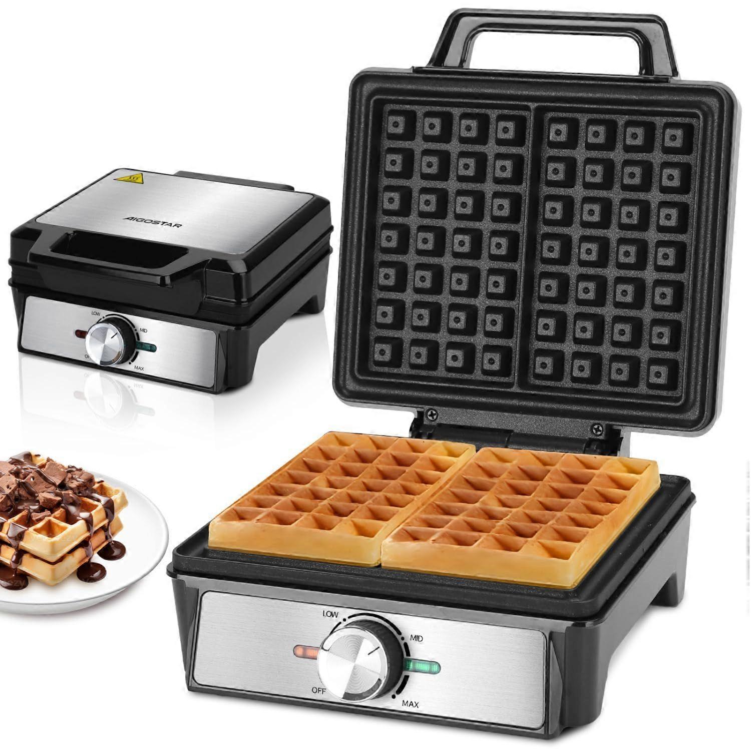 1600W Deep Fill Belgian Waffle Maker with Temperature Control