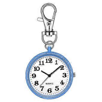 Clip on Pocket Watch Quartz Pocket Watch with Key Buckle Hanging Digital Watch Clip compatible withNurses Doctors Blue+White Seasonal Party Accessory