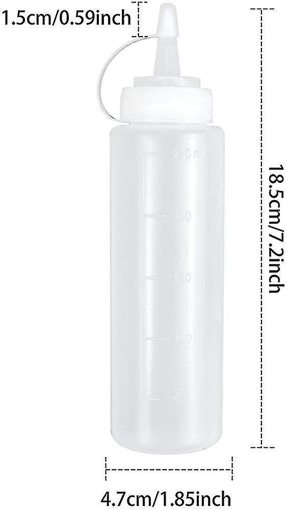 5 Pcs Squeeze Bottle 250 Ml, Plastic Condiment Bottles With Cap Lid, 8