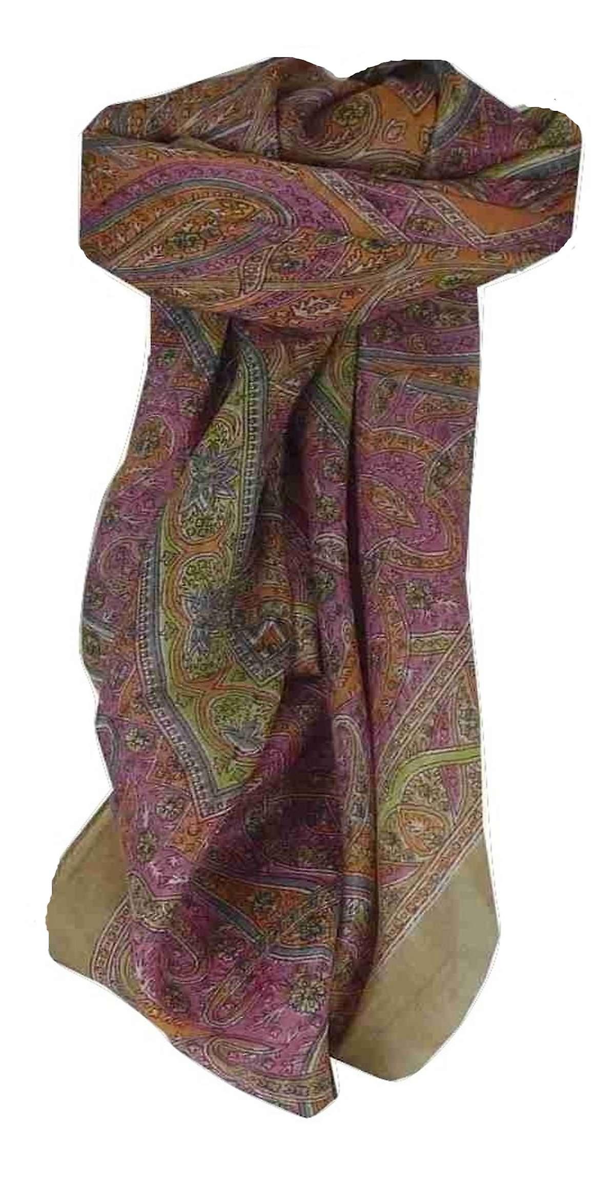 Mulberry Silk Traditional Square Scarf Yamuna Caramel by Pashmina & Silk