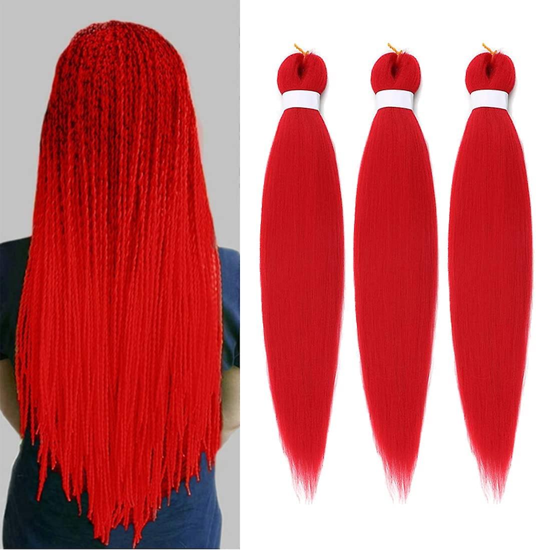 66cm Red 3 Packs Pre-stretched Braiding Hair Easy Braid Professional Itch Free Synthetic Fiber Crochet Braids Hair Extensions Texturebraid Hair