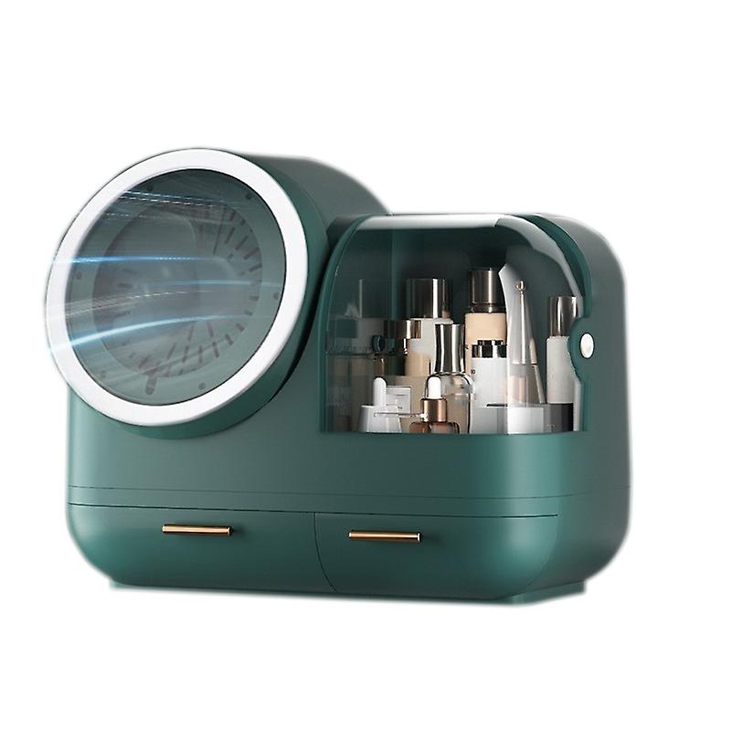 LED Light Mirror Makeup Box, Colour: Green LED + Fan Mod