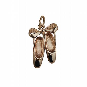 9ct Gold 23x12mm Ballet Shoes with Bow Pendant or Charm