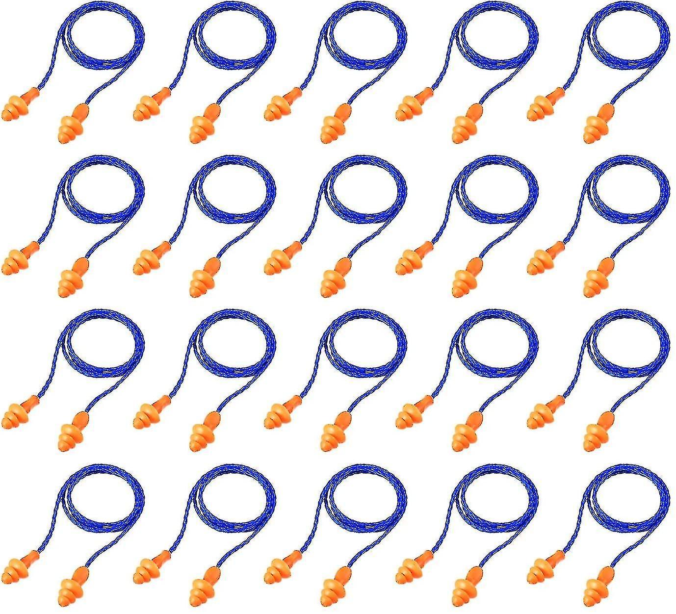 20 Pairs Reusable Corded Ear Plugs Sleep Silicone Ear Plugs Ear Plugs Noise Canceling Plugs For Hear