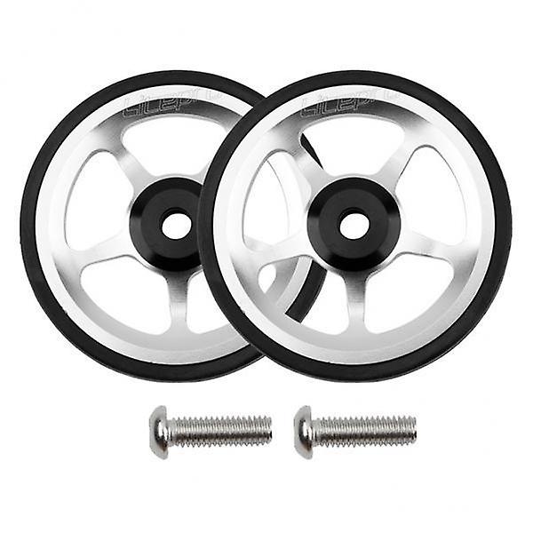2xLightweight CNC Aluminum Alloy Easy Wheels for Folding Bikes Silver
