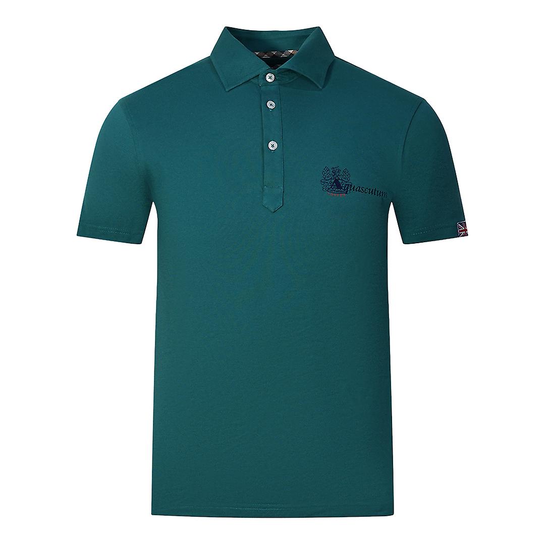 Aquascutum Aldis 品牌伦敦徽标绿色 Polo 衫