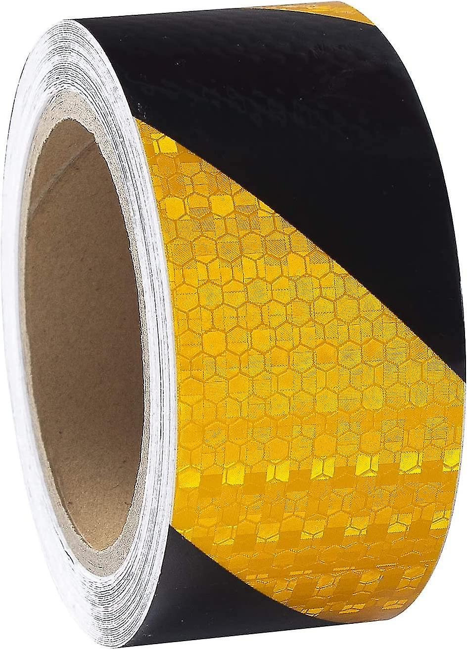 Ruban réfléchissant jaune et noir 10m x 5cm ruban d’avertissement imperméable à l’eau visible pour véhicules remorques extérieures cy