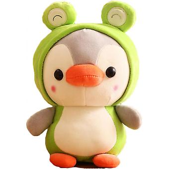 Duck/penguin Stuffed Animal In Frog Costume, Adorable Plushies Wearing Green Outfit, Plush Toys As Great Gift For Kids. Stuffed Animals For Daily 10 I