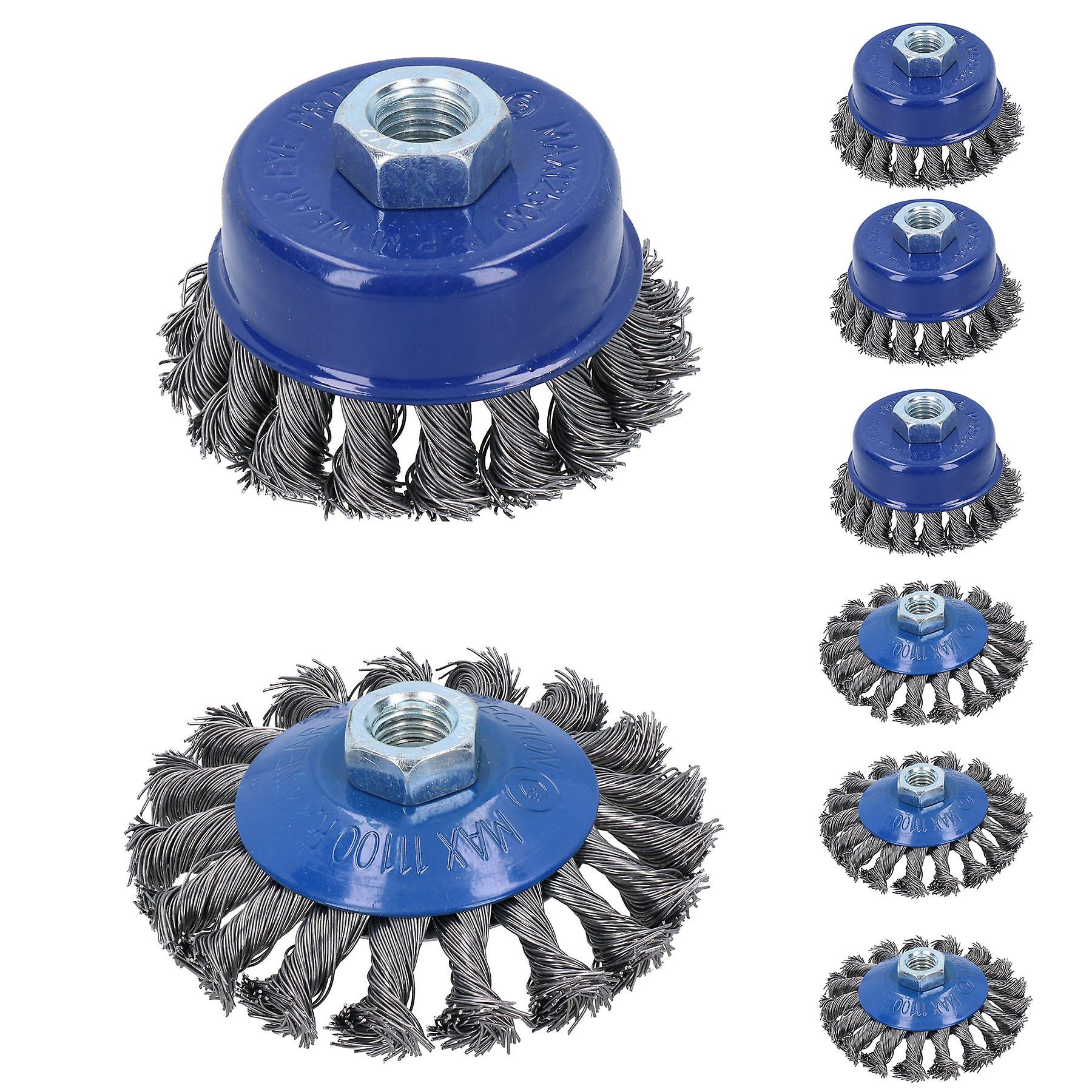 8pc Twist Knot Cup and Flat Bevel Brushes Rust Paint Removal for 4-1/2” Grinders