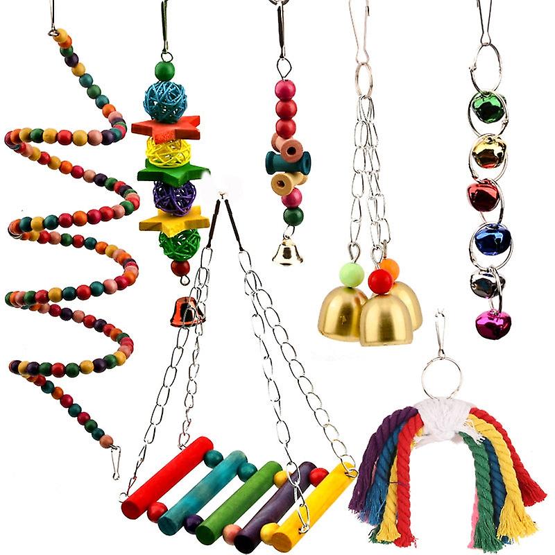 Safe Non Toxic Bird Toys 7 Piece Combination Toy Supplies Parrot Bite