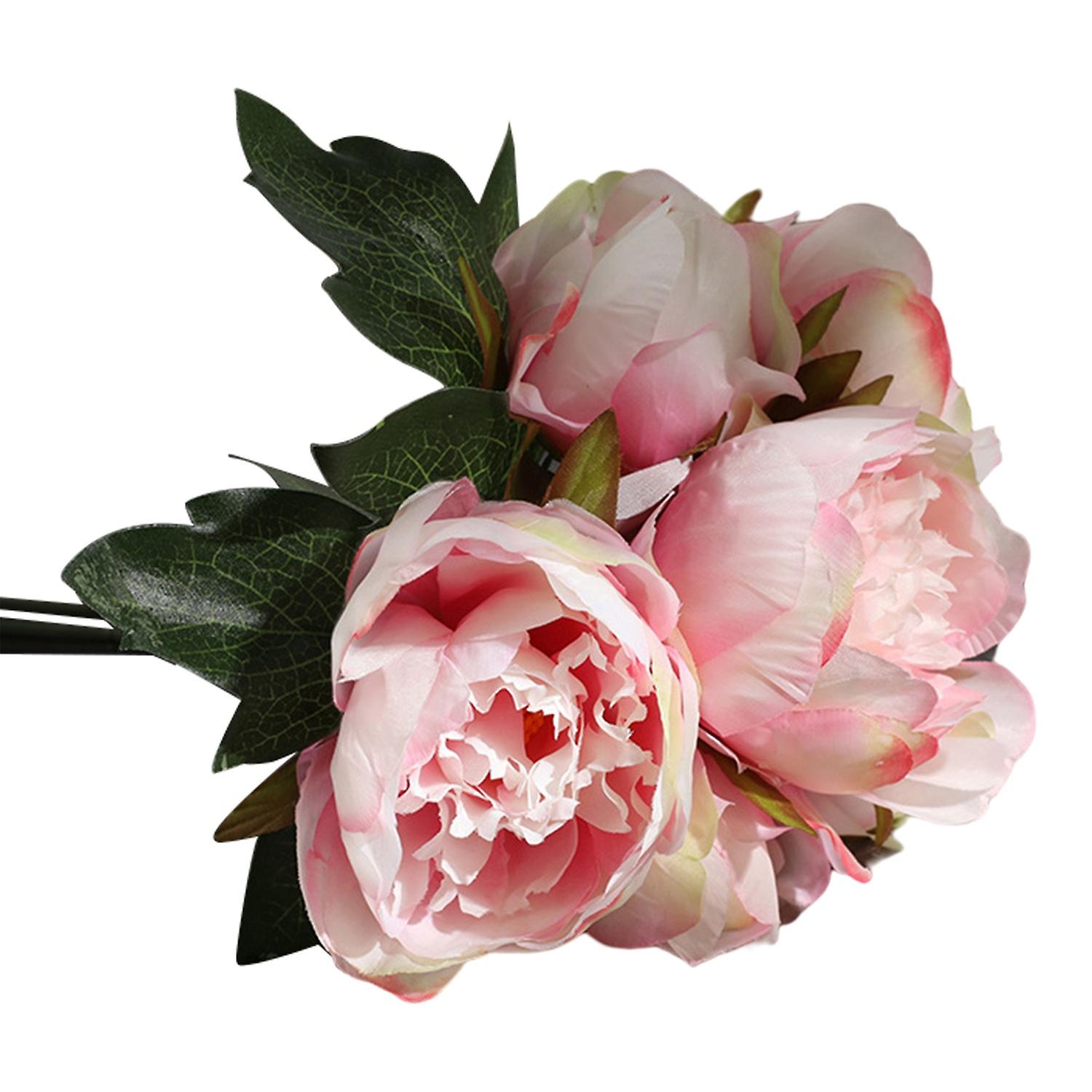 Roadoor Artificial Flower Long Stem 6 Heads Wedding Bouquet Peony Faux Silk Flower Home Decor