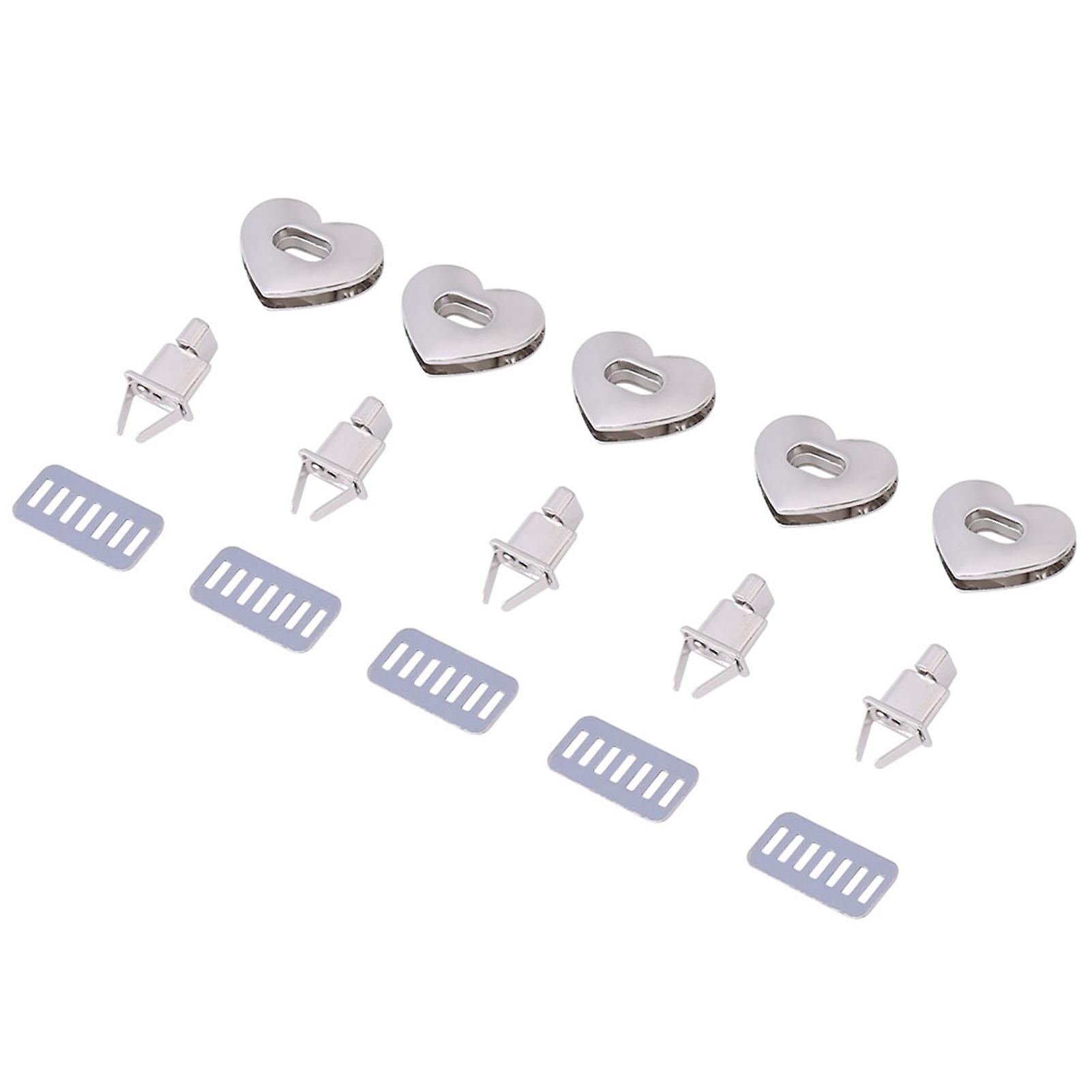 5 Pcs Heart Shape Metal Twist Lock Clasp Screw Clasp for Handbag (Silver)