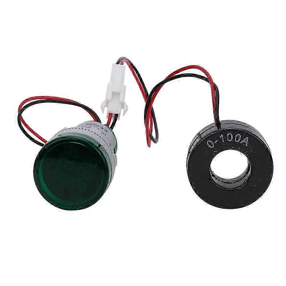 Round Digital Display AC Voltage Current 2 in 1 Integrated Signal Indication Light (Green)